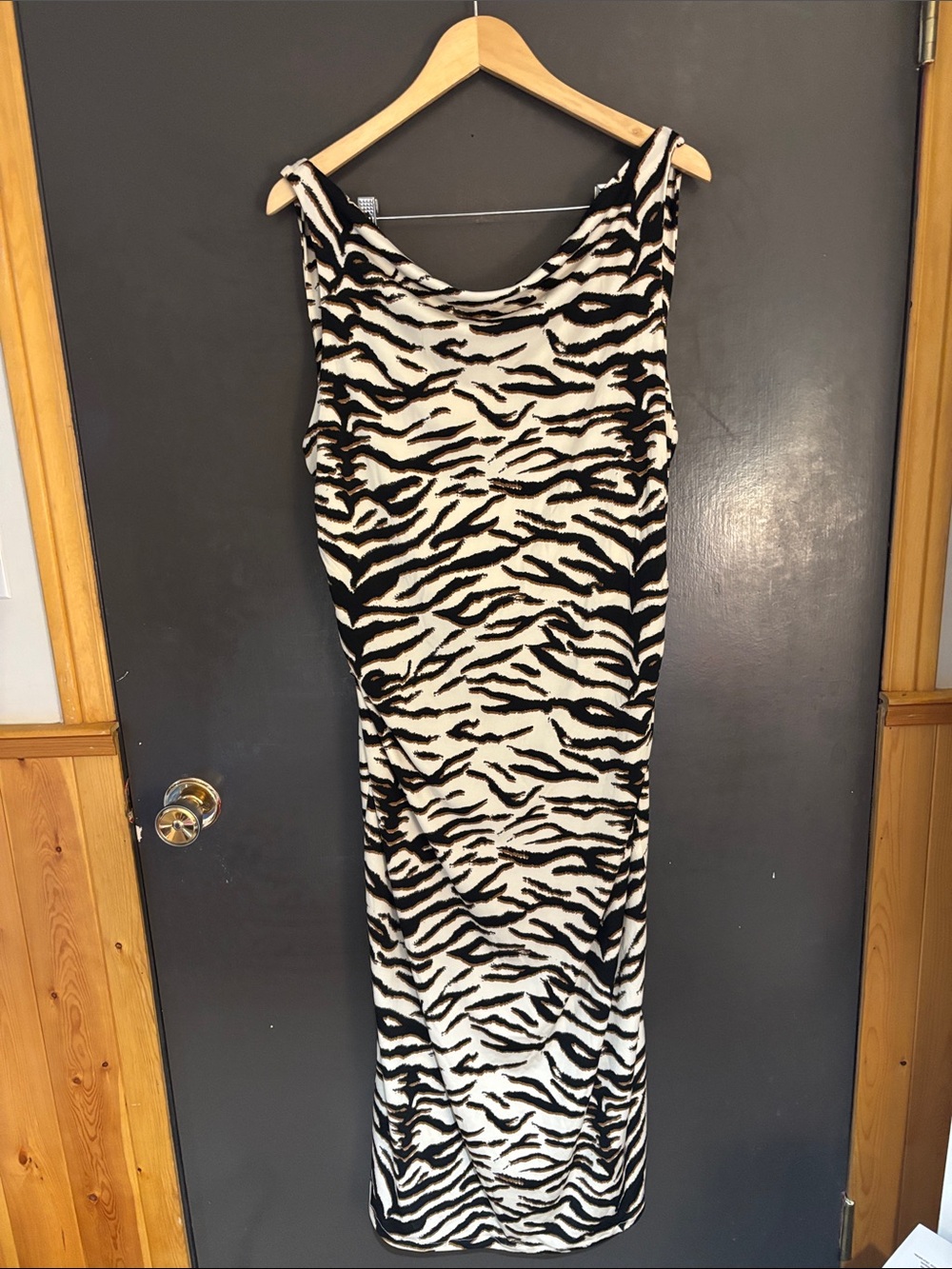 H&M Zebra-Print Sleeveless Maxi Dress in Black and Cream